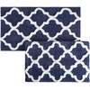image:imageLavish Home 2 Piece Bathroom Rug Set  41x245 Inch and 34x21 Inch 100 Cotton Bath Mats with Textured Trellis Print for Elegant Bathroom Decor  Bath Rugs Non Slip Washable Bathmats Navy BlueNavy