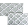 image:imageLavish Home 2 Piece Bathroom Rug Set  41x245 Inch and 34x21 Inch 100 Cotton Bath Mats with Textured Trellis Print for Elegant Bathroom Decor  Bath Rugs Non Slip Washable Bathmats Navy BlueSeafoam
