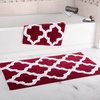 image:imageLavish Home 2 Piece Bathroom Rug Set  41x245 Inch and 34x21 Inch 100 Cotton Bath Mats with Textured Trellis Print for Elegant Bathroom Decor  Bath Rugs Non Slip Washable Bathmats Navy BlueBurgundy