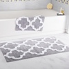 image:imageLavish Home 2 Piece Bathroom Rug Set  41x245 Inch and 34x21 Inch 100 Cotton Bath Mats with Textured Trellis Print for Elegant Bathroom Decor  Bath Rugs Non Slip Washable Bathmats Navy BlueSilver