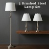 image:imageLavish Home 3Piece Home Lighting Set  Coordinating Bundle with 2 Table Lamps and 1 Floor Lamp for Home and Office Decor SilverWhite and Brushed Steel