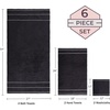 image:imageLavish Home 6 Piece Bathroom Towels Set  525GSM 100 Cotton Bathroom Essentials  2 Bath Sheets 2 Hand Towels and 2 Wash Cloths for Bath Shower Gym Spa and Dorm Room EggplantBlack and White