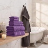 image:imageLavish Home 6 Piece Bathroom Towels Set  525GSM 100 Cotton Bathroom Essentials  2 Bath Sheets 2 Hand Towels and 2 Wash Cloths for Bath Shower Gym Spa and Dorm Room EggplantEggplantWhite