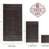 image:imageLavish Home 6 Piece Bathroom Towels Set  525GSM 100 Cotton Bathroom Essentials  2 Bath Sheets 2 Hand Towels and 2 Wash Cloths for Bath Shower Gym Spa and Dorm Room EggplantCharcoal Gray
