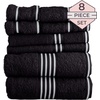 image:imageLavish Home Bathroom Towels Set Bathroom Essentials Black Set of 8