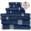 image:imageLavish Home Bathroom Towels Set Bathroom Essentials Eggplant Set of 8Navy