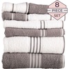 image:imageLavish Home Bathroom Towels Set Bathroom Essentials Eggplant Set of 8White  Silver
