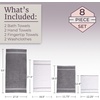 image:imageLavish Home Bathroom Towels Set Bathroom Essentials Eggplant Set of 8White  Silver