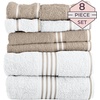 image:imageLavish Home Bathroom Towels Set Bathroom Essentials Eggplant Set of 8White  Taupe