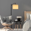 image:imageLavish Home Floor Lamp  63InchTall Modern Floor Lamp with Linen Shade and LED Bulb for Bedroom Home Office or Living Room Dcor Black