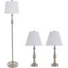 image:imageLavish Home Floor and Table Lamp Set Silver 3Pieces 13x25513x5952 Table Lamps  Floor Lamp