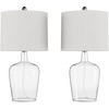 image:imageLavish Home Glass Cloche Table Lamps ClearIvory Set of 2 14 x 26Clear Glass and Ivory Set of 2