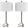 image:imageLavish Home Greek Key Table LampsSet of 2 Modern Lights with LED BulbsAntique Silver with Ivory Shades for Bedroom Living Room or Office