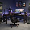 image:imageLavish Home L Shaped Computer Desk for Home Office Light Gray 59Wx235DDark Gray