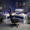 image:imageLavish Home L Shaped Computer Desk for Home Office Light Gray 59Wx235DWhite