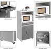 image:imageLavish Home Microwave Stand with Storage WhiteOak 24 x 1575 x 45White and Gray