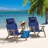 image:imageLavish Home Set of 2 Beach Chair  Outdoor WeatherResistant Wood Folding Chair with Backpack Straps  4Position Reclining Seat  Beach Essentials GrayBlue