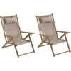 image:imageLavish Home Set of 2 Beach Chair  Outdoor WeatherResistant Wood Folding Chair with Backpack Straps  4Position Reclining Seat  Beach Essentials GrayTaupe