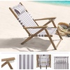 image:imageLavish Home Set of 2 Beach Chair  Outdoor WeatherResistant Wood Folding Chair with Backpack Straps  4Position Reclining Seat  Beach Essentials GrayTaupe Stripe