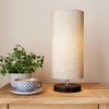 image:imageLavish Home Small Table Lamp Set with Wood Base  Set of 2 Modern Cylinder Lights with LED Bulb IncludeDecor Living Room Bedroom or Home Office