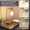 image:imageLavish Home Table Lamp  Industrial Lamp with USB Charge Ports Touch Control and Edison Bulb  for Living Room Office or Bedroom Decor Gold