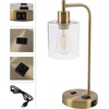 image:imageLavish Home Table Lamp  Industrial Lamp with USB Charge Ports Touch Control and Edison Bulb  for Living Room Office or Bedroom Decor Gold