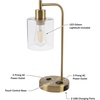 image:imageLavish Home Table Lamp  Industrial Lamp with USB Charge Ports Touch Control and Edison Bulb  for Living Room Office or Bedroom Decor Gold