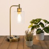 image:imageLavish Home Table Lamp  Industrial Lamp with USB Charge Ports Touch Control and Edison Bulb  for Living Room Office or Bedroom Decor Gold