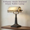 image:imageLavish Home Tiffany Style Bankers Desk Lamp with Stained Glass Shade BrownDark Brown  Black   Off White