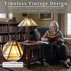 image:imageLavish Home Tiffany Style Table Lamp with Stained Glass Shade BronzeBrown