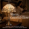 image:imageLavish Home Tiffany Style Table Lamp with Stained Glass Shade BronzeSilver