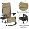 image:imageLavish Home Zero Gravity Chairs  Set of 2 Outdoor Chairs with Side Tables with 2 Cupholders Phone and Tablet Holder and Chair Pillow Beige