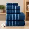 image:imageLuxury Cotton Towel Set  Rice Weave 100 Egyptian Cotton 6 Piece Set with 2 Bath Towels 2 Hand Towels and 2 Washcloths  NavyNavy