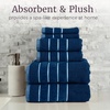 image:imageLuxury Cotton Towel Set  Rice Weave 100 Egyptian Cotton 6 Piece Set with 2 Bath Towels 2 Hand Towels and 2 Washcloths  NavyNavy