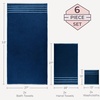 image:imageLuxury Cotton Towel Set  Rice Weave 100 Egyptian Cotton 6 Piece Set with 2 Bath Towels 2 Hand Towels and 2 Washcloths  NavyNavy