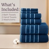 image:imageLuxury Cotton Towel Set  Rice Weave 100 Egyptian Cotton 6 Piece Set with 2 Bath Towels 2 Hand Towels and 2 Washcloths  NavyNavy