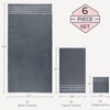 image:imageLuxury Cotton Towel Set  Rice Weave 100 Egyptian Cotton 6 Piece Set with 2 Bath Towels 2 Hand Towels and 2 Washcloths  Silver Gray