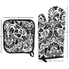 image:imageOven Mitt And Pot Holder Set Quilted And Flame And Heat Resistant By Lavish Home BlueBlack