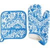 image:imageOven Mitt And Pot Holder Set Quilted And Flame And Heat Resistant By Lavish Home BlueBlue