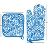 image:imageOven Mitt And Pot Holder Set Quilted And Flame And Heat Resistant By Lavish Home BlueBlue