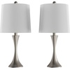 image:imageTable Lamps  Set of 2 MidCentury Modern Lights with Metal Flared Trumpet Base  Includes Energy Efficient LED Light Bulbs by Lavish Home Silver