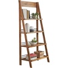 image:image4Tier Ladder Bookshelf  Freestanding Bookcase with Bar Back Frame  Shelves for Living Room Kitchen Bedroom and Office by Lavish Home Walnut