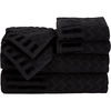 image:image6Piece Cotton Deluxe Plush Bath Towel Set  Chevron Patterned Plush Sculpted Spa Luxury Decorative Body Hand and Face Towels by Lavish Home Black