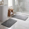 image:imageBathroom Rug Set  2Piece Memory Foam Bath Mats with Microfiber Top  NonSlip Absorbent Rugs for Shower Laundry or Kitchen by Lavish Home Gray