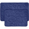 image:imageBathroom Rug Set of 2  Memory Foam Bath Mats with Embossed Coral Fleece Top  NonSlip Absorbent Rugs for Shower or Laundry by Lavish Home Navy