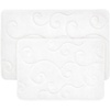 image:imageBathroom Rug Set of 2  Memory Foam Bath Mats with Embossed Coral Fleece Top  NonSlip Absorbent Rugs for Shower or Laundry by Lavish Home White