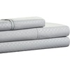 image:imageBrushed Microfiber Sheet Set 3 Piece Embossed Checkered Bed Linens Deep Pocket Fitted amp Flat Sheets Plus A Pillowcase by Lavish Home Twin BluePlatinum