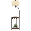 image:imageFloor Lamp with End Table  Modern Rustic Side Shelves with USB Charging Port LED Light Bulb and DrumShaped Shade  Standing Lights by Lavish Home with Bulb