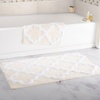 image:imageLavish Home 2 Piece Bathroom Rug Set  41x245 Inch and 34x21 Inch 100 Cotton Bath Mats with Textured Trellis Print for Elegant Bathroom Decor  Bath Rugs Non Slip Washable Bathmats Navy BlueBone