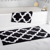 image:imageLavish Home 2 Piece Bathroom Rug Set  41x245 Inch and 34x21 Inch 100 Cotton Bath Mats with Textured Trellis Print for Elegant Bathroom Decor  Bath Rugs Non Slip Washable Bathmats Navy BlueBlack